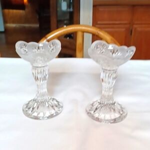 Oneida Southern Garden  RoseFlower  Etched Candle Holders‎ 6 T